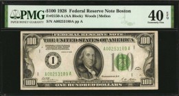 Federal Reserve Notes

Fr. 2150-A. 1928 $100 Federal Reserve Note. Boston. PMG Extremely Fine 40 EPQ.

A Series of 1928 numeric $100 from the Bost...