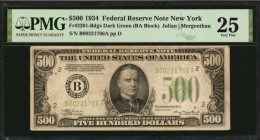 Federal Reserve Notes

Fr. 2201-Bdgs. 1934 $500 Federal Reserve Note. New York. PMG Very Fine 25.

A Very Fine offering of this high denomination ...
