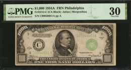 Federal Reserve Notes

Fr. 2212-C. 1934A $1000 Federal Reserve Note. Philadelphia. PMG Very Fine 30.

A Philadelphia $1,000 found here in a Very F...