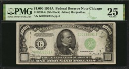 Federal Reserve Notes

Fr. 2212-G. 1934A $1000 Federal Reserve Note. Chicago. PMG Very Fine 25.

A popular $1000 FRN from the Chicago district whi...