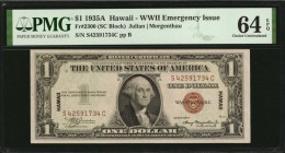 Hawaii Emergency Note

Fr. 2300. 1935A $1 Hawaii Emergency Note. PMG Choice Uncirculated 64 EPQ.

A nearly Gem offering of this WWII era $1.

Es...