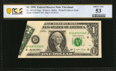 Foldovers

Fr. 1921-D. 1995 $1 Federal Reserve Note. Cleveland. PCGS Banknote About Uncirculated 53. Printed Foldover Error.

The left end of this...