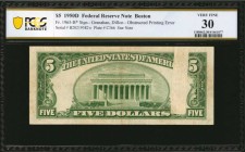 Obstruction Errors

Fr. 1965-B*. 1950D $5 Federal Reserve Star Note. Boston. PCGS Banknote Very Fine 30. Obstructed Printing Error.

This replacem...