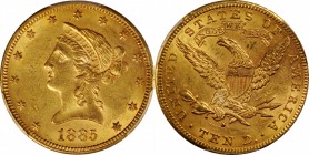 Liberty Head Eagle

1885-S Liberty Head Eagle. AU-55 (PCGS).

PCGS# 8707. NGC ID: 266E.

Estimate: $ 900