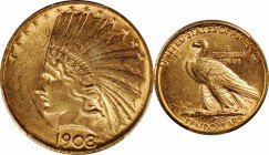 Indian Eagle

1908-D Indian Eagle. No Motto. AU-58 (PCGS).

PCGS# 8854. NGC ID: 28GH.

Estimate: $ 900