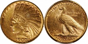 Indian Eagle

1908-D Indian Eagle. No Motto. AU-58 (PCGS).

PCGS# 8854. NGC ID: 28GH.

Estimate: $ 900