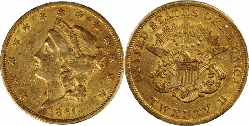 Liberty Head Double Eagle

1861 Liberty Head Double Eagle. EF-45 (PCGS).

PC...