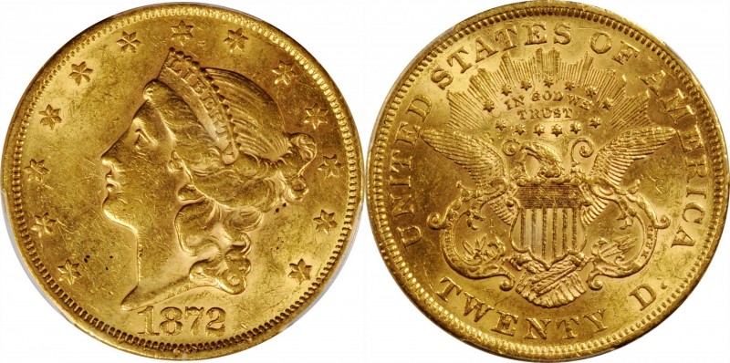 Liberty Head Double Eagle

1872 Liberty Head Double Eagle. AU-58 (PCGS).

PC...