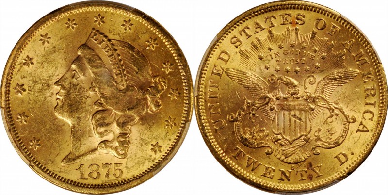 Liberty Head Double Eagle

1875-S Liberty Head Double Eagle. MS-61 (PCGS).

...