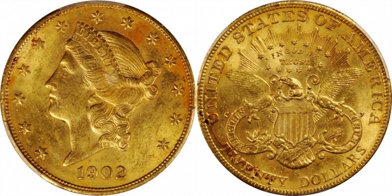 Liberty Head Double Eagle

1902-S Liberty Head Double Eagle. MS-60 (PCGS).

...