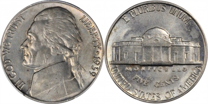 Jefferson Nickel

1939 Jefferson Nickel. Doubled Die Reverse, Doubled MONTICEL...