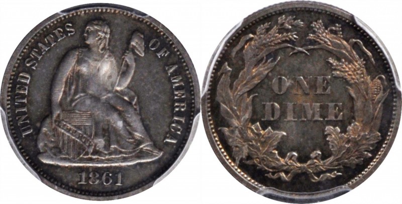 Liberty Seated Dime

1861 Liberty Seated Dime. Proof-63 (PCGS). CAC.

PCGS# ...