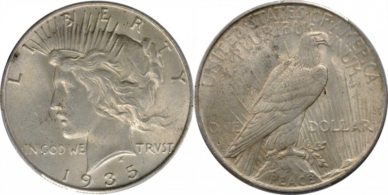 Peace Silver Dollar

1935-S Peace Silver Dollar. Three Rays. MS-63 (PCGS).

...