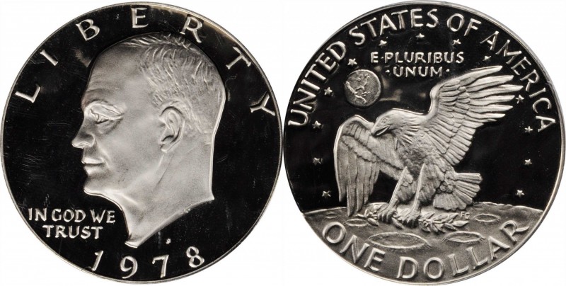 Eisenhower Dollar

1978-S Eisenhower Dollar. Proof-70 Deep Cameo (PCGS).

PC...