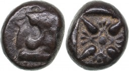 Ionia - Miletos AR Diobol - (circa 520-450 BC)
1.31 g. 9mm. F/VF Forepart of roaring lion to left. / Stellate pattern within incuse square.