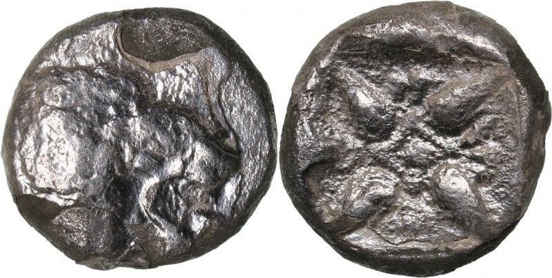 Ionia - Miletos AR Diobol - (circa 520-450 BC)
1.05 g. 9mm. F/F Forepart of roa...