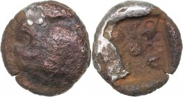 Ionia - Miletos AR Diobol - (circa 520-450 BC)
0.74 g. 8mm. VG/VG Forepart of roaring lion to left. / Stellate pattern within incuse square.