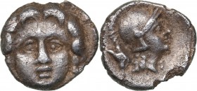 Pisidia - Selge AR Obol - (circa 350-300 BC)
0.87 g. 10mm. XF/XF Facing Gorgoneion / Helmeted head of Athena to right.