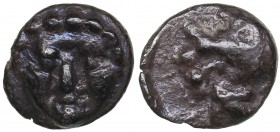 Pisidia - Selge AR Obol - (circa 350-300 BC)
0.79 g. 9mm. VF/VF Facing Gorgoneion / Helmeted head of Athena to right.