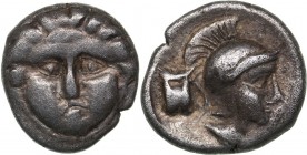Pisidia - Selge AR Obol - (circa 350-300 BC)
0.94 g. 10mm. VF/VF Facing Gorgoneion / Helmeted head of Athena to right.