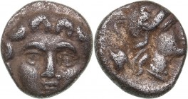 Pisidia - Selge AR Obol - (circa 350-300 BC)
0.93 g. 9mm. VF/F Facing Gorgoneion / Helmeted head of Athena to right.