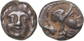 Pisidia - Selge AR Obol - (circa 350-300 BC)
0.88 g. 9mm. VF/VF Facing Gorgoneion / Helmeted head of Athena to right.