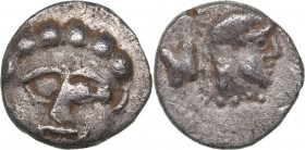 Pisidia - Selge AR Obol - (circa 350-300 BC)
0.61 g. 9mm. XF/XF Facing Gorgoneion / Helmeted head of Athena to right.