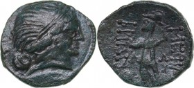 Thrace - Mesembria Æ (circa 250-175 BC)
4.39 g. 20mm. XF/XF Diademed head of female (Amazon) right / ΜΕΣΑΜ-ΒΡΙΑΝΩΝ, Athena Promachos standing left, b...