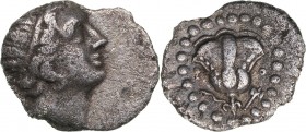 Caria - Rhodos AR Diobol - (circa 188-84 BC)
0.66 g. 11mm. VF/XF- Radiate head of Helios right / Rose with bud to left; star to right; all within bea...