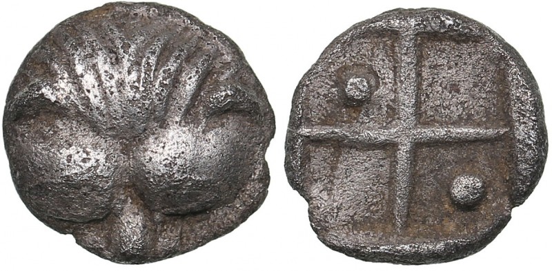 Bosporus Kingdom, Pantikapaion AR hemiobol (Circa 470-460 BC)
0.22 g. 6mm. XF/X...