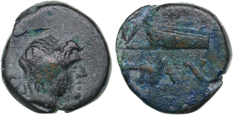 Bosporus Kingdom, Pantikapaion. Æ obol Ca. 150-140 B.C.
2.66 g. 14mm. VF/VF Per...