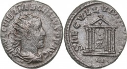 Roman Empire Antoninianus - Trebonianus Gallus (251-253 AD)
4.69 g. 21mm. VF-/VF- IMP C C VIB TREB GALLVS P F AVG, Bust right/ SAECVLVM NOVVM, hexast...