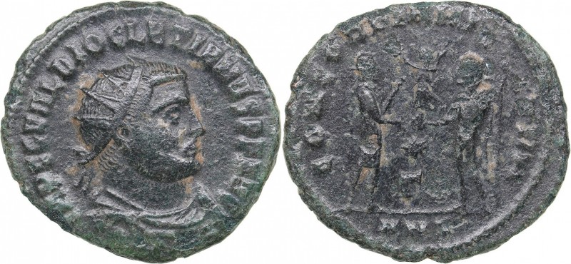 Roman Empire Radiate Æ Follis - Diocletian 284-305 AD
3.20 g. 21mm. F/F IMP C C...