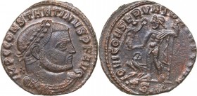 Roman Empire Æ follis - Constantine I 307-337 AD
3.59 g. 23mm. XF/VF IMP C FL VAL CONSTANTINVS P F AVG, Bust of emperor righ/ IOVI CONSERVATORI AVGG,...