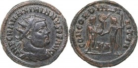 Roman Empire Radiate Æ follis - Maximianus Herculius 286-305 AD
3.45 g. 22mm. VF+/VF+ IMP C M A MAXIMIANVS P F AVG, Bust of emperor righ/ CONCORDIA M...