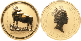 Australia 100 dollars 1997 Year of the Ox NCC MS 68
Gold. KM# 337.