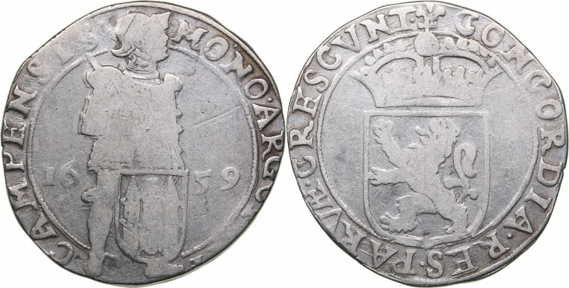 Netherlands - Campen 1 silver ducat 1659
25.56 g. F-/F NPM Ka 37.