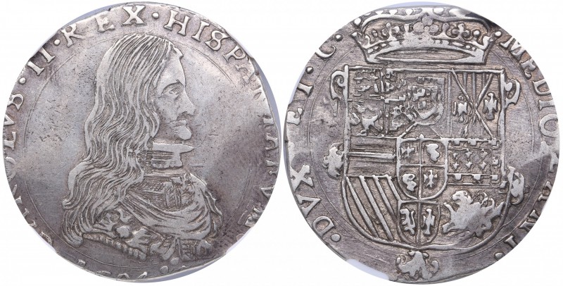 Italy - Milano Mezzo Filippo 1694 NGC VF 35
Crippa# 8. Carlo II., 1675-1700. Ra...