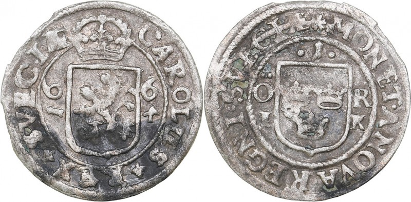 Sweden 1 öre 1664 - Karl XI (1660-1697)
0.95 g. VF/VF