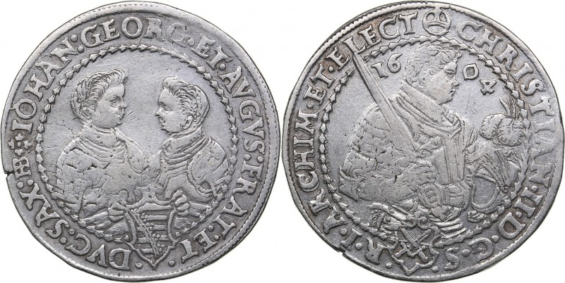 Germany - Saxony 1/2 taler 1604 - Christian II with Johann Georg and August (159...