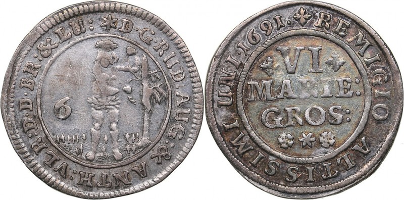 Germany - Braunschweig-Lüneburg 6 groschen 1691
3.21 g. XF/XF