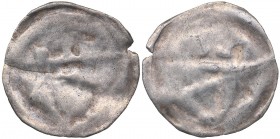 Reval pfennig (bracteate) Anonymous (until 1265)
Duchy of Estonia 1291-1346. 0.11 g. F Haljak# 5 6R. Extremely rare.
