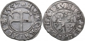 Reval Ferding 1557 - Heinrich von Galen (1551-1557)
Livonian order. 2.86 g. AU/UNC Mint luster. Haljak# 166a.