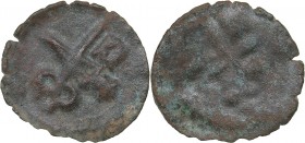 Dorpat pfennig 1379-1400 - Dietrich III Damerov., 1379-1400
0.31 g. VF The Bishopric of Dorpat. Dietrich III Damerov., 1379-1400. Haljak# 501.