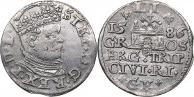 Riga 3 grosz 1586 - Stephen Batory (1576-1586)
2.29 g. XF/XF Iger R.86.2.c. Haljak# 994b. Rare.