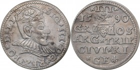 Riga 3 grosz 1590 - Sigismund III (1587-1632)
2.44 g. VF/VF In the Name of the Rulers of Poland-Lithuania in Riga. Iger R.90.1.d