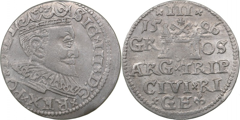 Riga 3 grosz 1596 - Sigismund III (1587-1632)
2.25 g. VF/VF In the Name of the ...