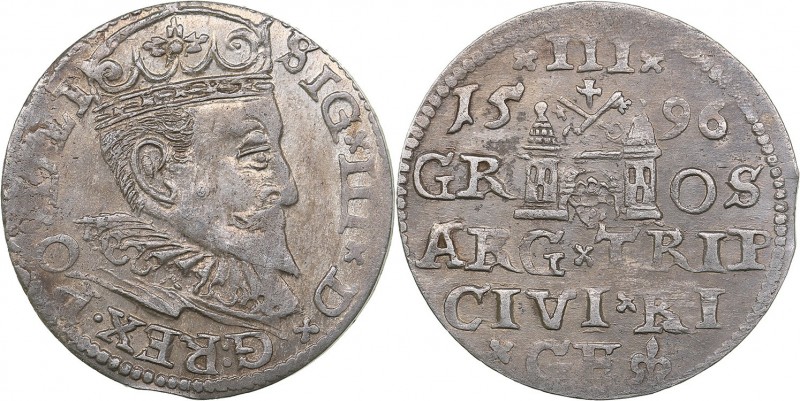 Riga 3 grosz 1596 - Sigismund III (1587-1632)
2.45 g. XF/XF In the Name of the ...