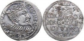 Riga 3 grosz 1598 - Sigismund III (1587-1632)
2.35 g. UNC/UNC Mint luster. In the Name of the Rulers of Poland-Lithuania in Riga. Iger R.98.1.c. Halj...