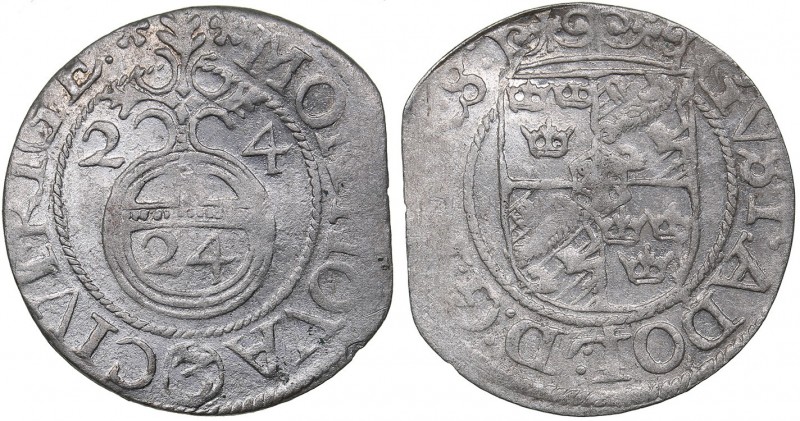 Riga 1/24 taler 1624 - Gustav II Adolf (1611-1632)
0.88 g. XF/VF In the Name of...